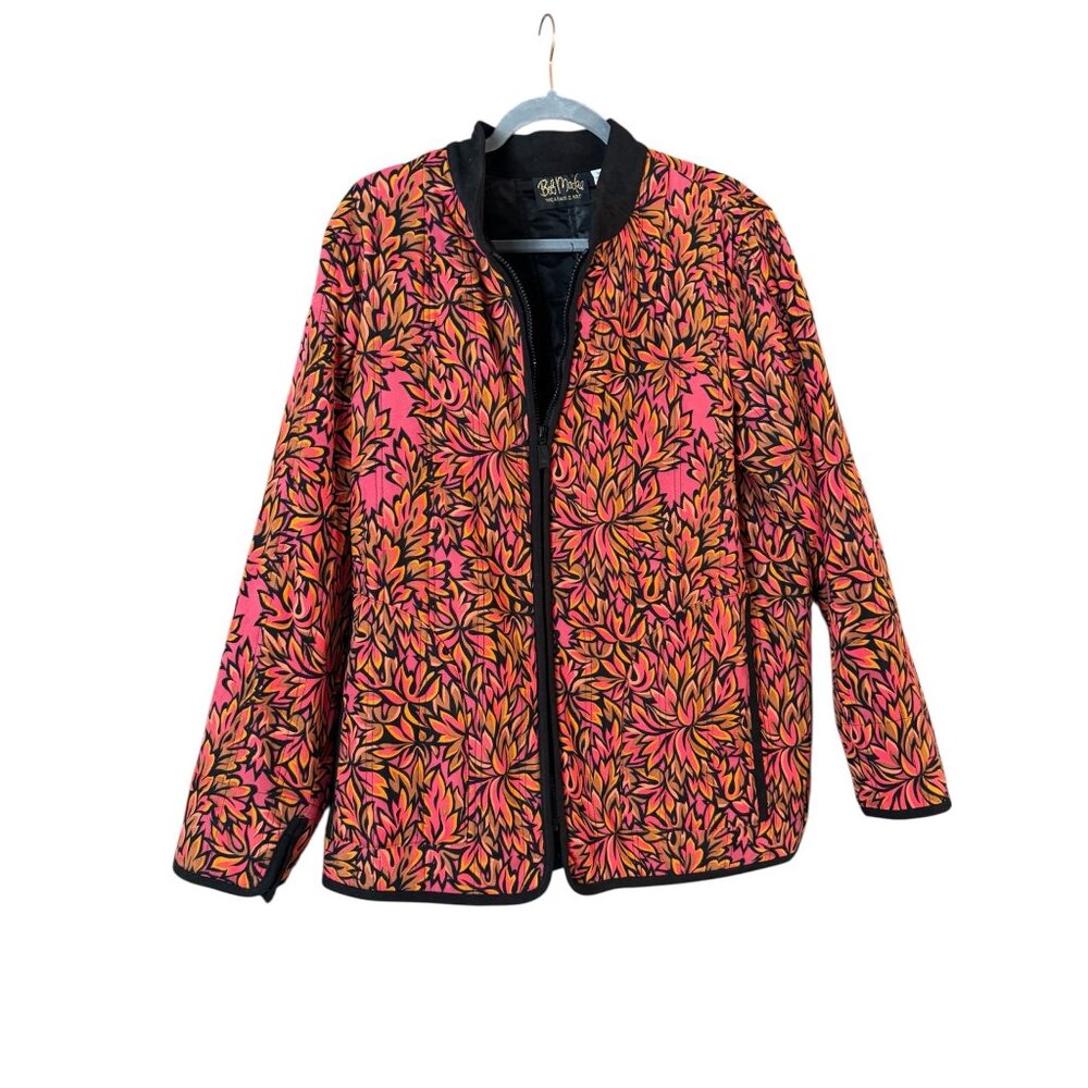 Bob Mackie Fall Leaf Quilted Jacket Womens Sz XL